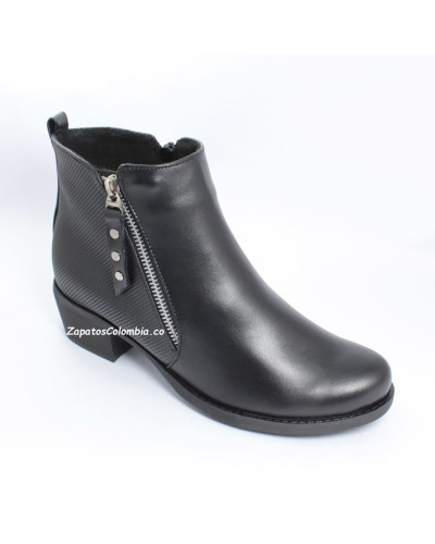 Botín Cuero para Dama, 2514-0916 Negro