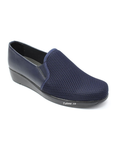 Zapatos suaves Mocasines Dama. Medisofty Cuero + Malla, 6525 Azul