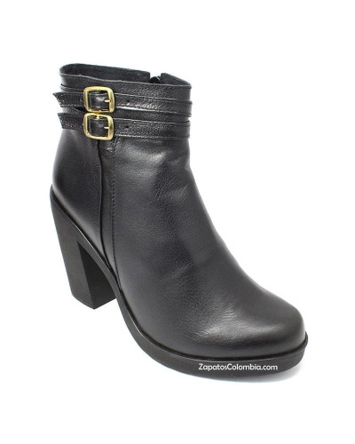 Botín Tacón Cuero Dama, 2507-0880 Negro
