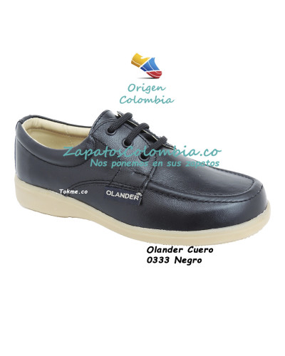 Colegiales Zapatos en Cuero Negro 0333 Olander- Raiders
