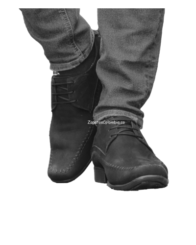 Zapato en cuero Nobuck, casual Smart Amarrar Negro 1806-5. Para hombre