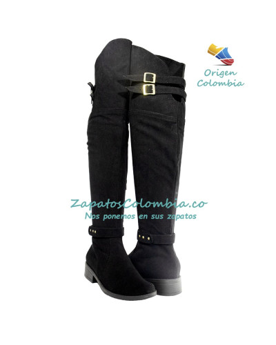 Botas Extra Largas para Dama, microfibra negra 2503-2842