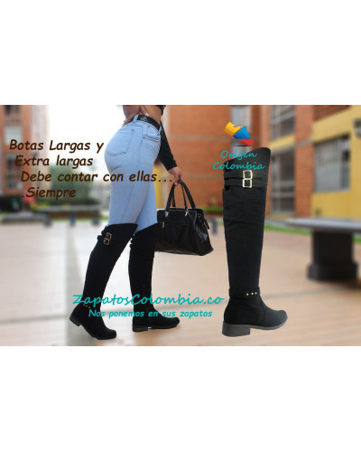 Botas Extra Largas para Dama, microfibra negra 2503-2842