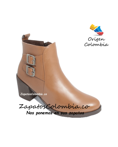 Bota Clásica y Tradicional en cuero para Dama Tacón 5.5 Cuero Miel Dama, 2518-0986, Elegante y Suave.