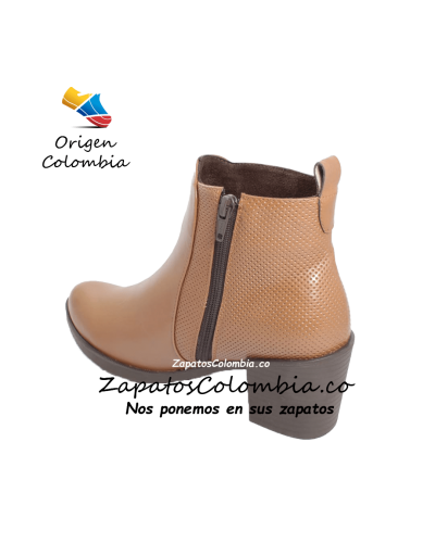 Bota Clásica y Tradicional en cuero para Dama Tacón 5.5 Cuero Miel Dama, 2518-0986, Elegante y Suave.