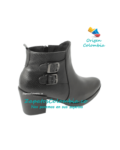 Bota en cuero, Elegante y Suave para Dama 5.5 Cuero Negro 2518-0986