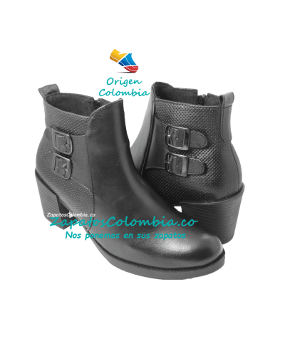 Bota en cuero, Elegante y Suave para Dama 5.5 Cuero Negro 2518-0986