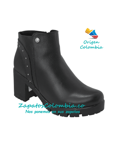 Bota Moderna para Dama, 2516 Negro, Suela TR Tacón 6.5 cm con Plataforma 20 mm