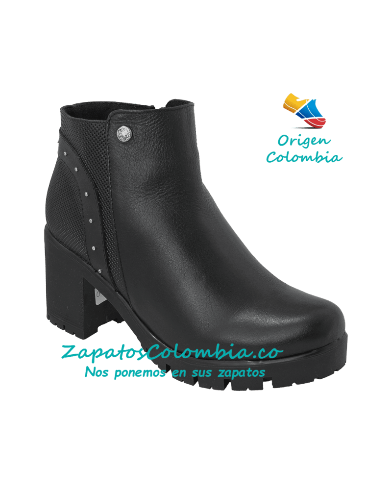 Bota Moderna para Dama, 2516 Negro, Suela TR Tacón 6.5 cm con Plataforma 20 mm