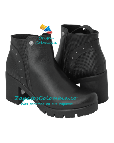 Bota Moderna para Dama, 2516 Negro, Suela TR Tacón 6.5 cm con Plataforma 20 mm