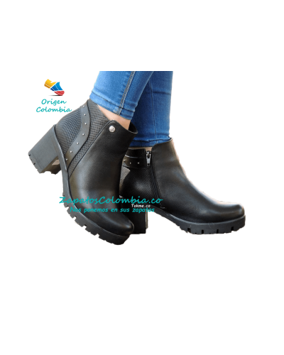 Bota Moderna para Dama, 2516 Negro, Suela TR Tacón 6.5 cm con Plataforma 20 mm