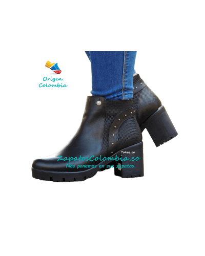 Bota Moderna para Dama, 2516 Negro, Suela TR Tacón 6.5 cm con Plataforma 20 mm