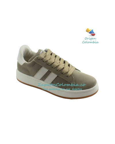 Tenis Clásico para Dama, Zapatilla deportiva de estilo Urbano 0401 Arena x Blanco