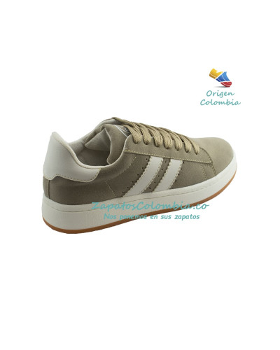 Tenis Clásico para Dama, Zapatilla deportiva de estilo Urbano 0401 Arena x Blanco