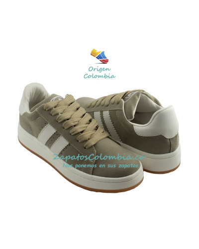 Tenis Clásico para Dama, Zapatilla deportiva de estilo Urbano 0401 Arena x Blanco