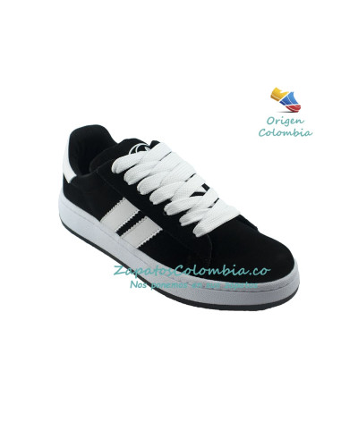 Tenis Clásico para Dama, Retro Origen años 80 - 0401 Negro x Blanco