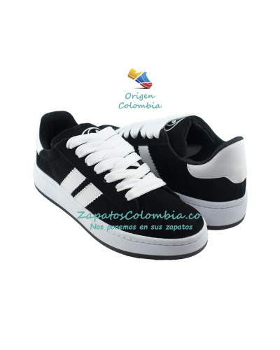 Tenis Clásico para Dama, Retro Origen años 80 - 0401 Negro x Blanco