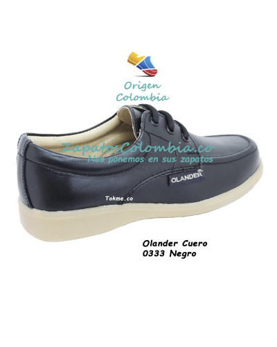 Colegiales en cuero. Zapatos Olander Raiders  Negro 0333 Suela en Caucho. Vulcanizados