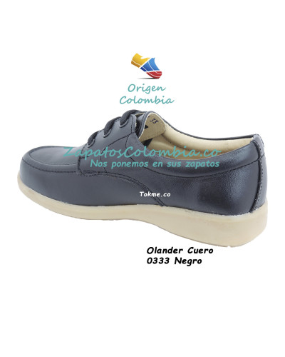 Colegiales en cuero. Zapatos Olander Raiders  Negro 0333 Suela en Caucho. Vulcanizados