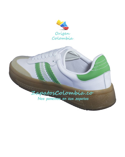 Tenis para Dama. Universo de vestuario Casual y deportivo - 0403 Blanco x Verde