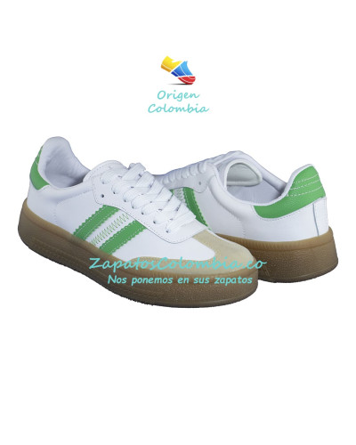 Tenis para Dama. Universo de vestuario Casual y deportivo - 0403 Blanco x Verde