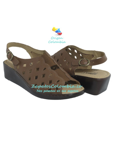 Sandalia Confort Rómulo en cuero 0205-5077 Caoba