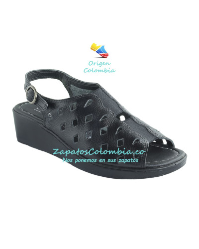 Sandalia Confort Rómulo en cuero 0205-5077 Negro