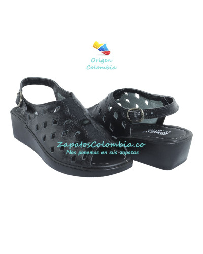 Sandalia Confort Rómulo en cuero 0205-5077 Negro