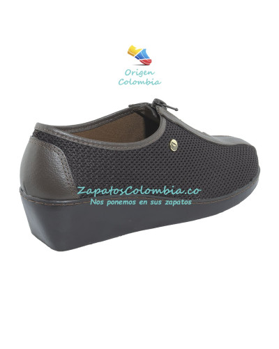 Calzado Dama especial para pies con juanetes, no tiene costuras ni puntos de presión a los lados. Romulo 0207-6070 Café