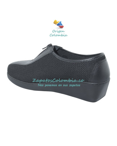 Calzado Dama especial para pies con juanetes, no tiene costuras ni puntos de presión a los lados. Romulo 0207-6070 Negro