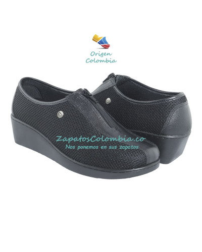 Calzado Dama especial para pies con juanetes, no tiene costuras ni puntos de presión a los lados. Romulo 0207-6070 Negro