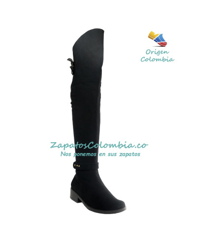 Botas para dama, caña de 58 cm, extra largas. Microfibra Negra 2503-2842