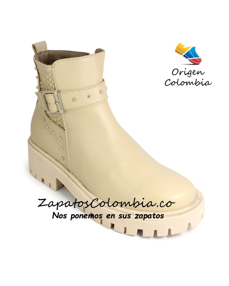 Bota Moderna Para Dama, en NoCuero Óptimo, 2529-1017 Beige