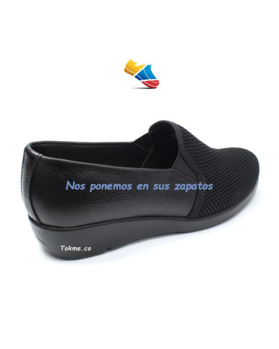 Zapatos suaves Dama para pies sensibles, zapatos sin costuras en una horma amplia 6525 Negro