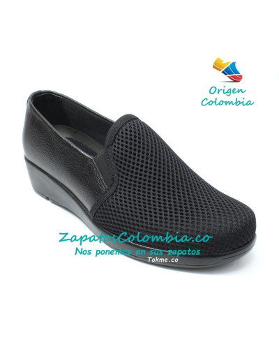 Zapatos suaves Dama para pies sensibles, zapatos sin costuras en una horma amplia 6525 Negro