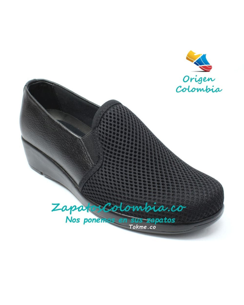 Zapatos suaves Dama para pies sensibles, zapatos sin costuras en una horma amplia 6525 Negro