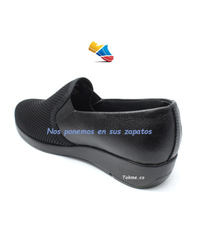Zapatos suaves Dama para pies sensibles, zapatos sin costuras en una horma amplia 6525 Negro
