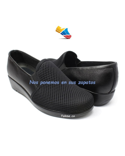 Zapatos suaves Dama para pies sensibles, zapatos sin costuras en una horma amplia 6525 Negro