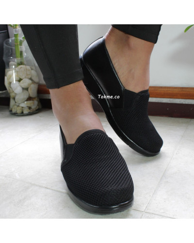 Zapatos suaves Dama para pies sensibles, zapatos sin costuras en una horma amplia 6525 Negro