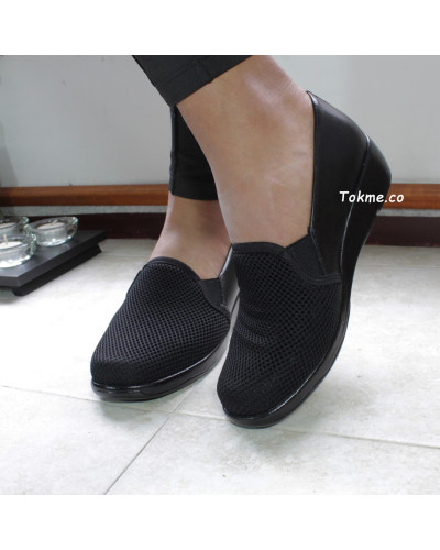 Zapatos suaves Dama para pies sensibles, zapatos sin costuras en una horma amplia 6525 Negro