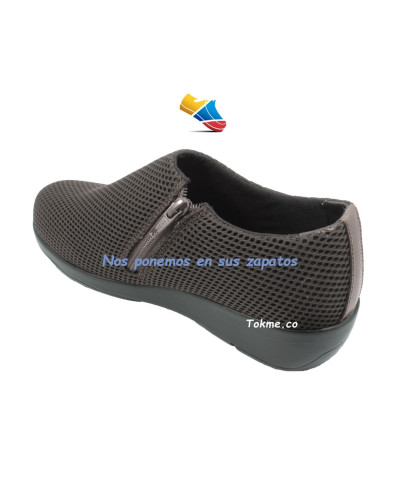 Calzado Dama, Botines para pies sensibles, malla acolchada mayor alivio. 6541 Café