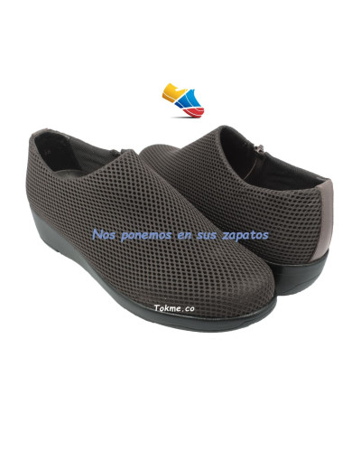 Calzado Dama, Botines para pies sensibles, malla acolchada mayor alivio. 6541 Café