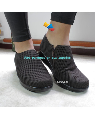 Calzado Dama, Botines para pies sensibles, malla acolchada mayor alivio. 6541 Café