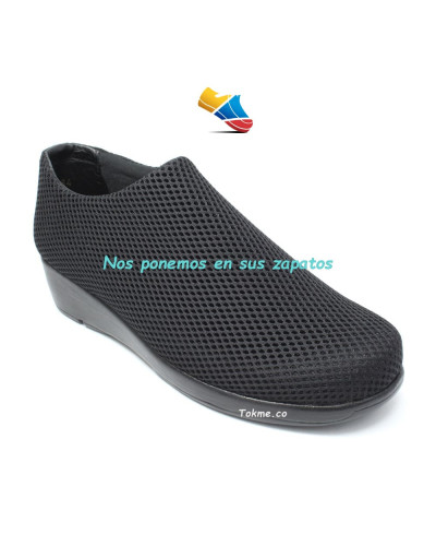 Calzado Suave Dama, Negro en Malla. Botines Medisofty Modelo 6541.