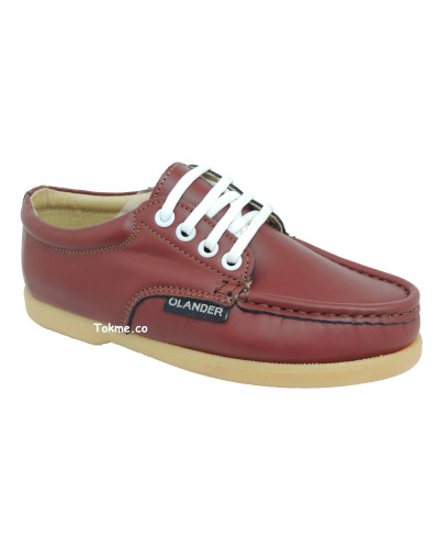 Colegiales Zapatos en Cuero Rojo 0310 Olander- Raiders
