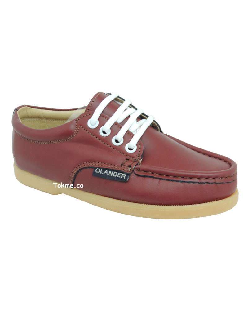 Colegiales Zapatos en Cuero Rojo 0310 Olander- Raiders