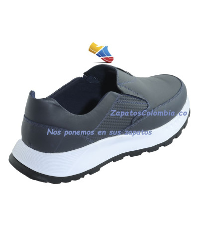 Zapatos  Calce fácil Hombre.  Smart Casual en cuero Slip On – Zapatilla de Vestir 0501-2213 Azul