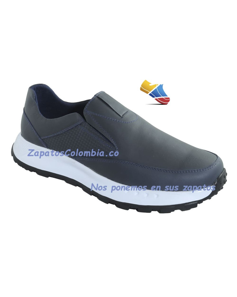 Zapatos  Calce fácil Hombre.  Smart Casual en cuero Slip On – Zapatilla de Vestir 0501-2213 Azul