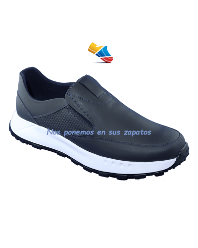 Zapatos  Calce fácil Hombre.  Smart Casual en cuero Slip On – Zapatilla de Vestir 0501-2213 Azul