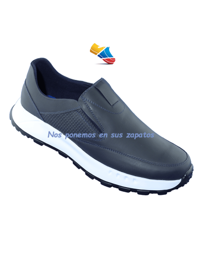 Zapatos  Calce fácil Hombre.  Smart Casual en cuero Slip On – Zapatilla de Vestir 0501-2213 Azul